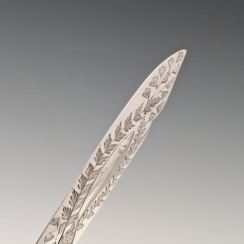 約 1865 年英國古董純銀柄魚餐具一對 JB